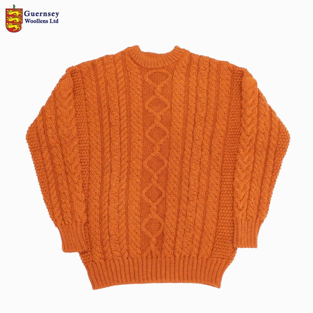 Guernsey Woollens Crew Neck Aran Sweater made in Guernsey British Isles