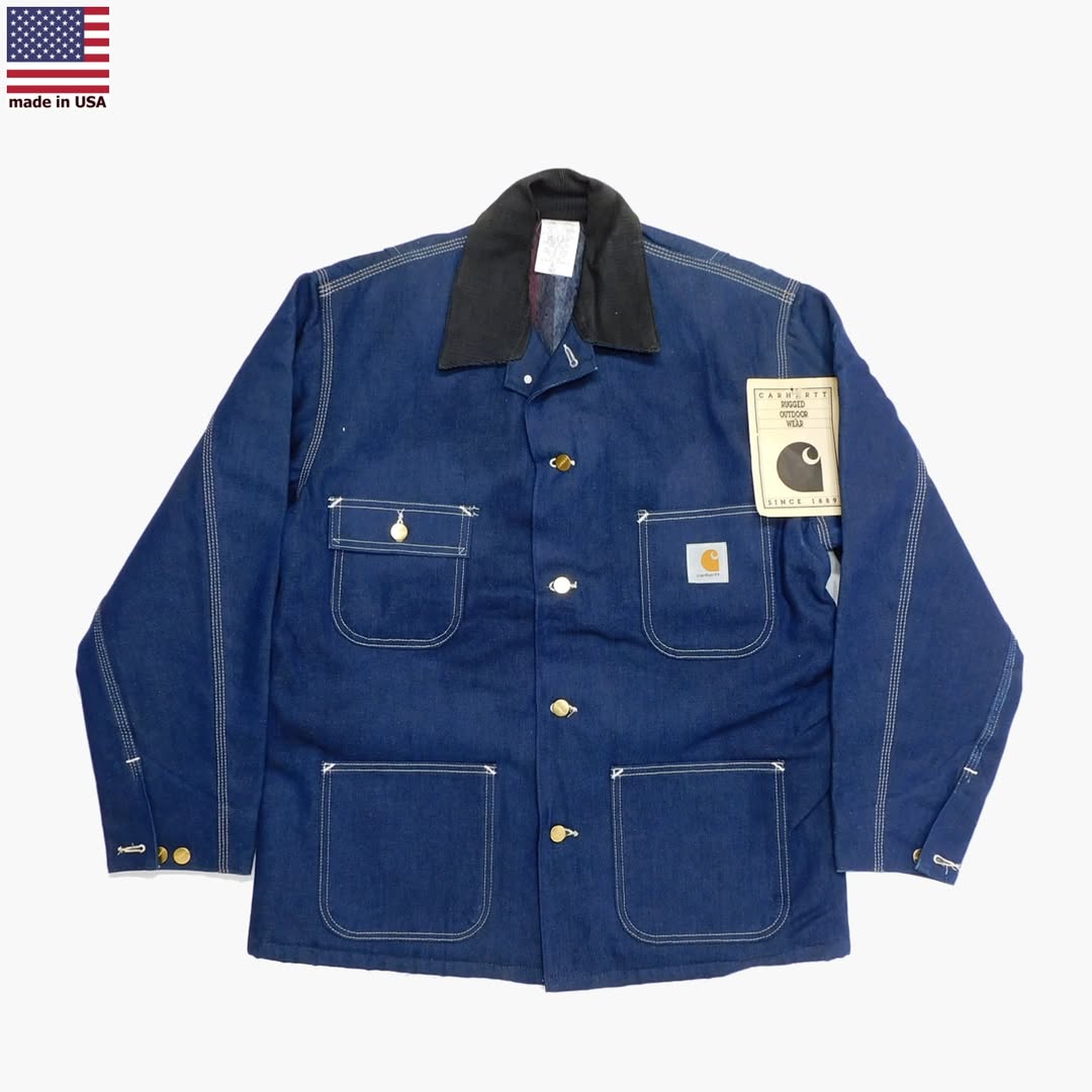 1990's Deadstock Carhartt 8LC Blue Denim Chore Coat made in USA