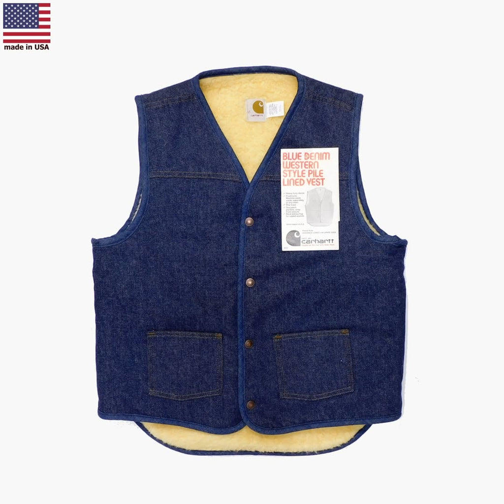 1980's Deadstock Carhartt 8SV Pile Lined Denim Vest made in USA