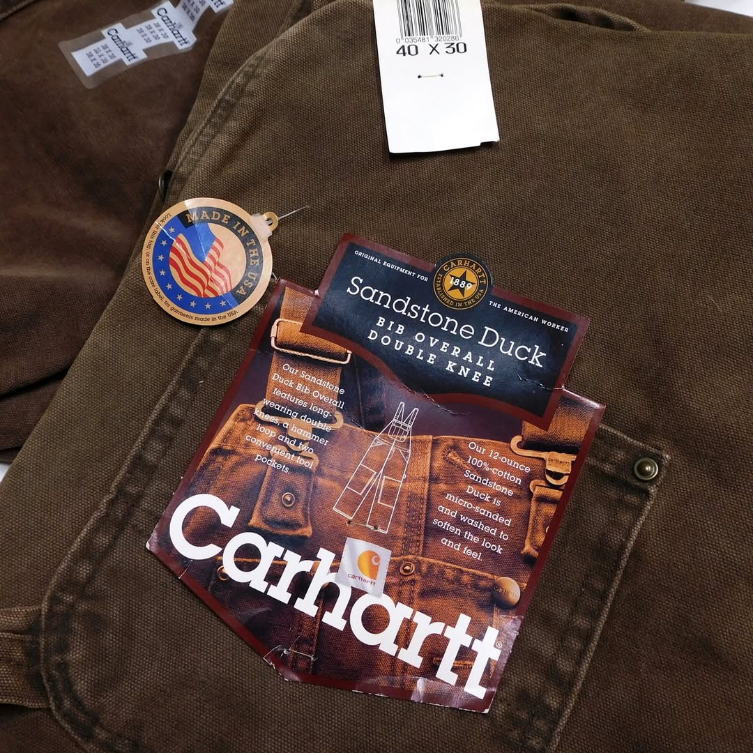 1990's Deadstock Carhartt R06 CHT Washed Duck Bib Overall made in