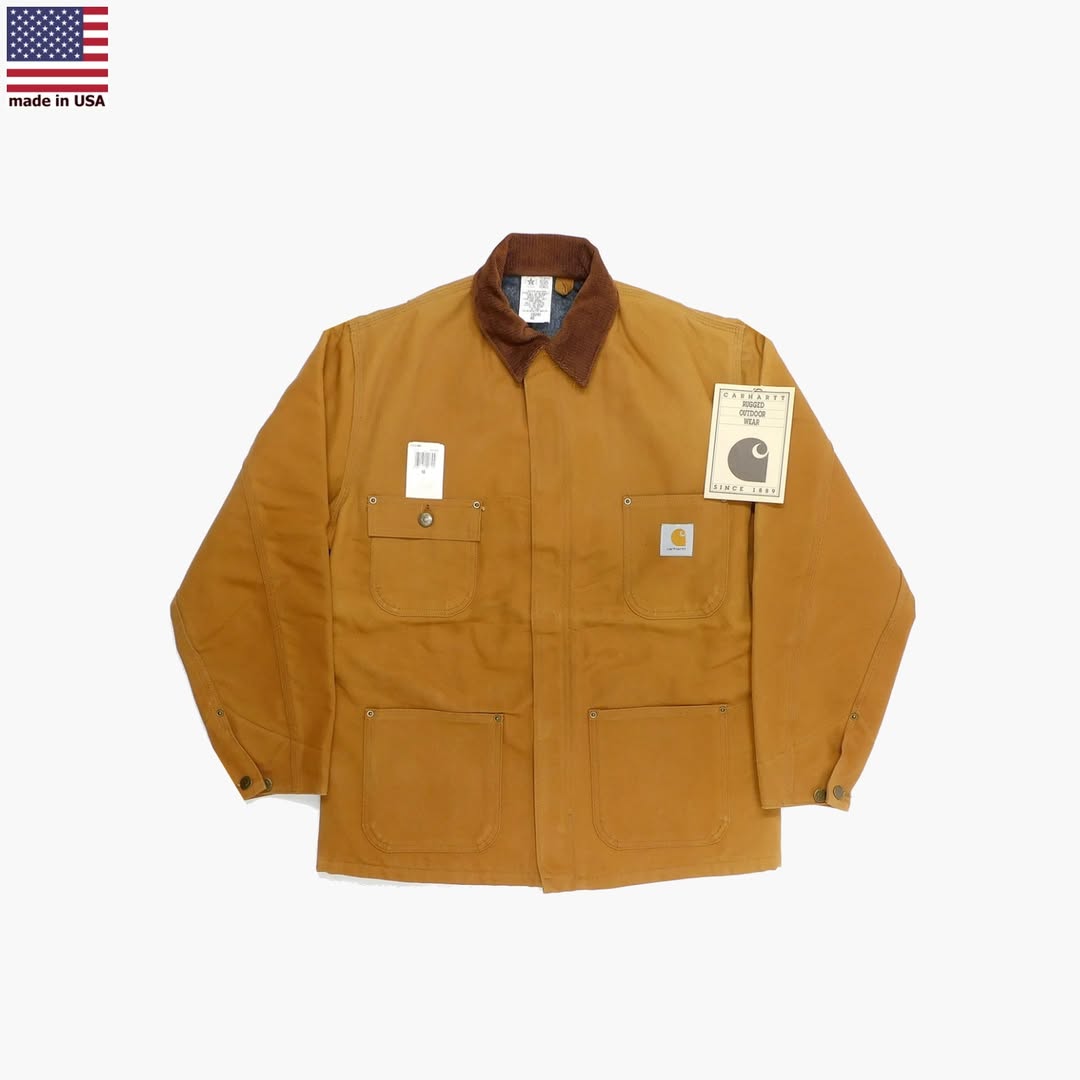 1990's Deadstock Carhartt CB246 Brown Duck Zipper Chore Coat made